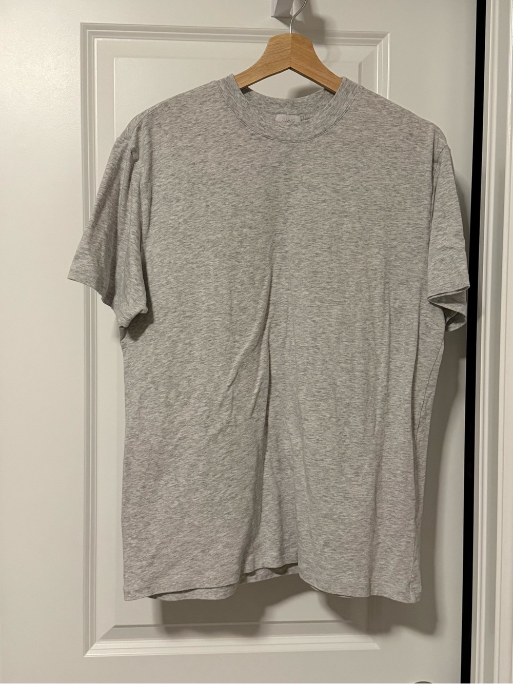 SKIMS Short Sleeve Oversized Crew Tee in Light Gray Heather